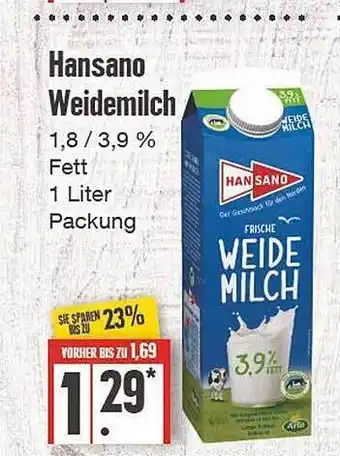 Edeka Hansano weidemilch Angebot