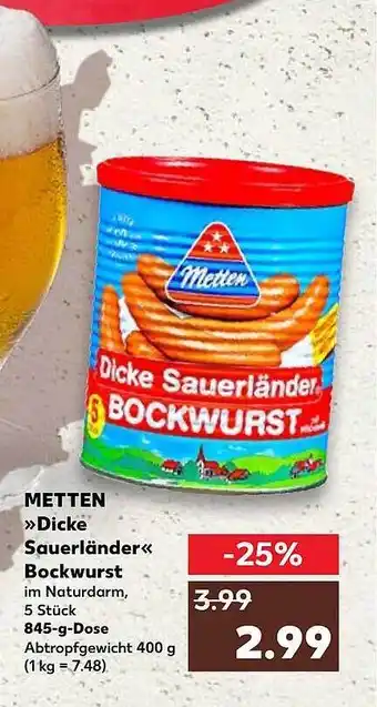 Kaufland Metten „dicke sauerländer“ bockwurst Angebot