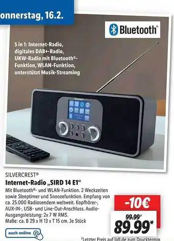Lidl Silvercrest internet-radio sird14e1 Angebot