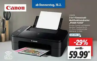 Lidl Canon 3in1-tintenstrahl-multifunktionsdrucker pixma ts3150 Angebot