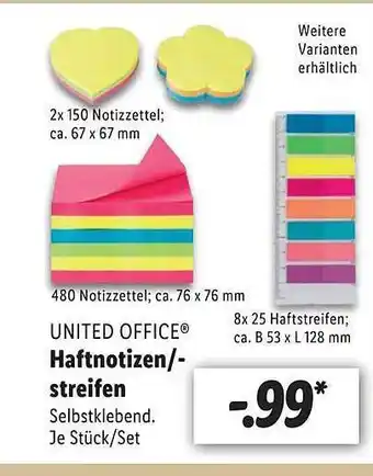 Lidl United office haftnotizen oder streifen Angebot