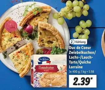 Lidl Duc de coeur zwiebelkuchen, lachs-, lauch-tarte oder quiche lorraine Angebot