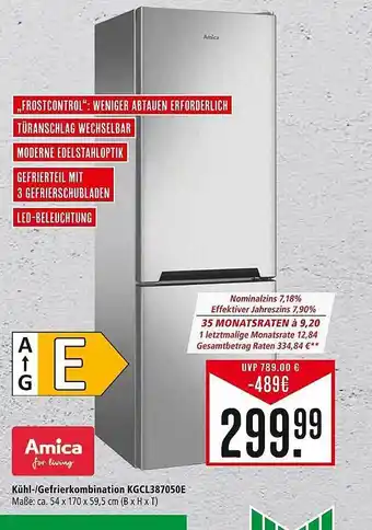 Marktkauf Amica kühl- gefrierkombination kgcl387050e Angebot