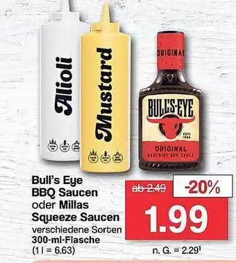 Famila Nord West Bull's eye bbq saucen oder millas squeeze saucen Angebot