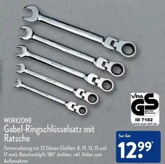 Aldi Nord Workzone Gabel Ringschlüsselsatz mit Ratsche Angebot