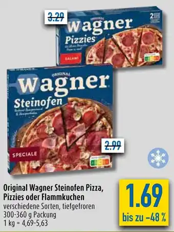 diska Original Wagner Steinofen Pizza, Pizzies o. Flammkuchen 300-360g Angebot