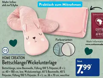 Aldi Nord Home Creation Bettschlange/Wickelunterlage Angebot