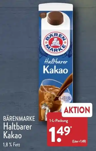 Aldi Nord Bärenmarke Haltbarer Kakao 1 L Packung Angebot