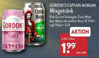 Aldi Nord Gordon's/Captain Morgan Mixgetränk 0,33 L Dose Angebot