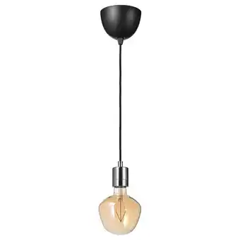 IKEA Skaftet / molnart lampenaufhängung +led-leuchtmittel vernickelt glockenform/klarglas braun Angebot