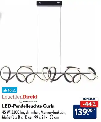 Aldi Nord Leuchten Direkt LED Pendelleuchte Curls Angebot