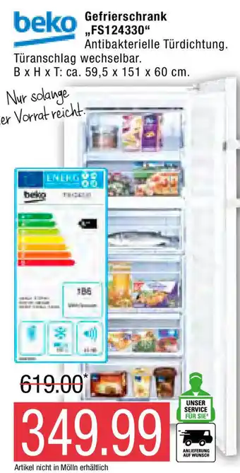 Marktkauf Beko Gefrierschrank ,,FS124330" Angebot