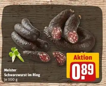 REWE Center Meister Schwarzwurst im Ring 100g Angebot