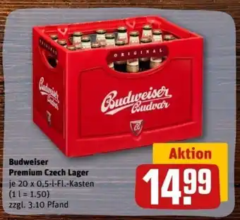 REWE Center Budweiser Premium Czech Lager 20*500 ml Angebot