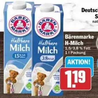 Hit Bärenmarke H-Milch 1 l Packung Angebot