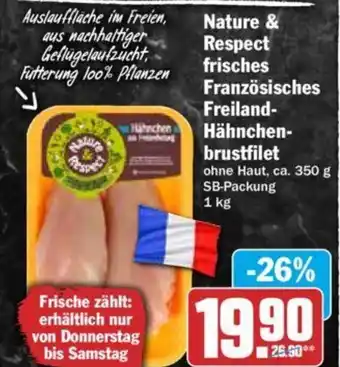 Hit Nature & Respect frisches Französisches Freiland Hähnchenbrustfilet 1 kg Angebot