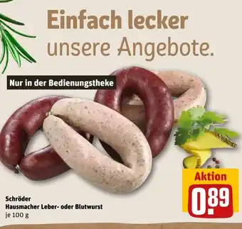 REWE Center Schroder Hausmacher Leber- o. Blutwurst 100g Angebot