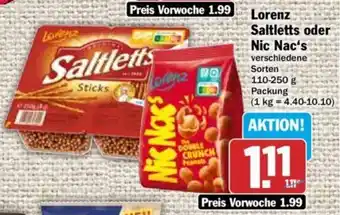 Hit Lorenz Saltletts oder Nic Nac's 110-250 g Packung Angebot