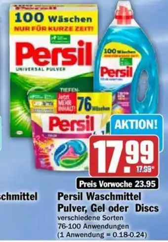 Hit Persil Waschmittel Pulver, Gel oder Discs 76-100 Anwendungen Angebot