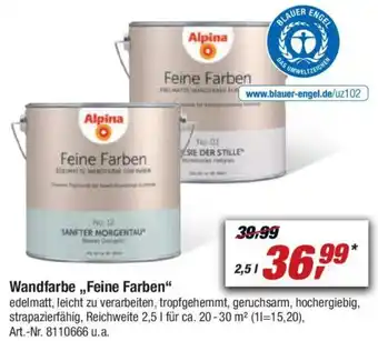 toom Baumarkt Alpina Wandfarbe Feine Farben 2,5 L Angebot