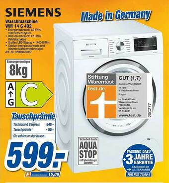 expert Techno Land Siemens Waschmaschine Wm14g492 Angebot