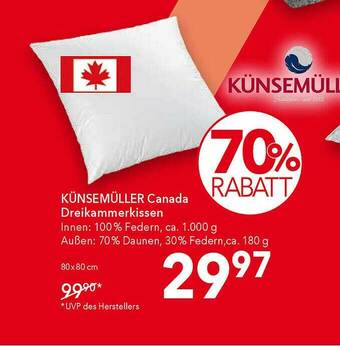 Matratzen Concord Künsemüller Canada Dreikammerkissen Angebot