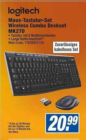 expert Octomedia Logitech Maus-tastatur-set Wireless Combo Deskset Mk270 Angebot