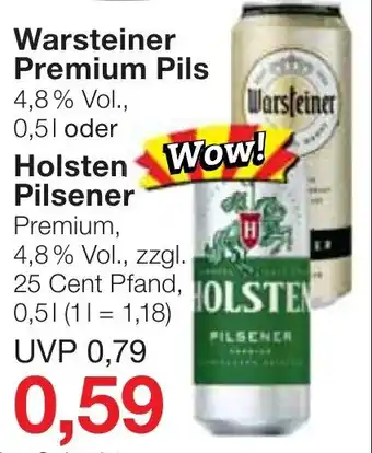 Jawoll Warsteiner Premium Pils oder Holsten Pilsener 0,5 L Angebot