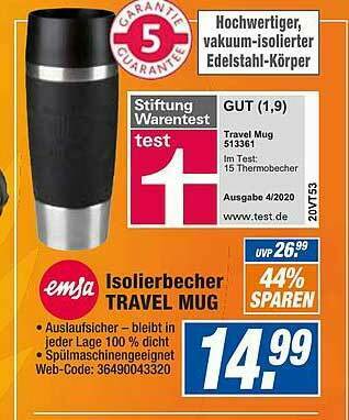 Expert Technomarkt Emsa Isolierbecher Travel Mug Angebot