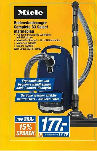 Expert Technomarkt Miele Bodenstaubsauger Complete C3 Select Marineblau Angebot