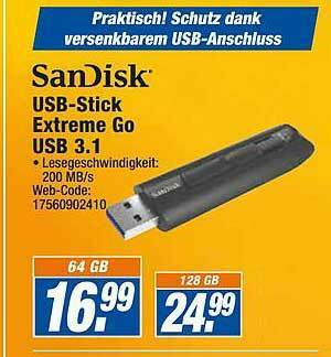 Expert Technomarkt Sandisk Usb-stick Extreme Go Usb 3.1 Angebot