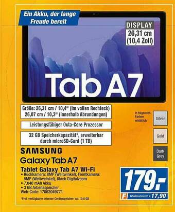 Expert Technomarkt Samsung Galaxy Tab A7 Tablet Wifi Angebot