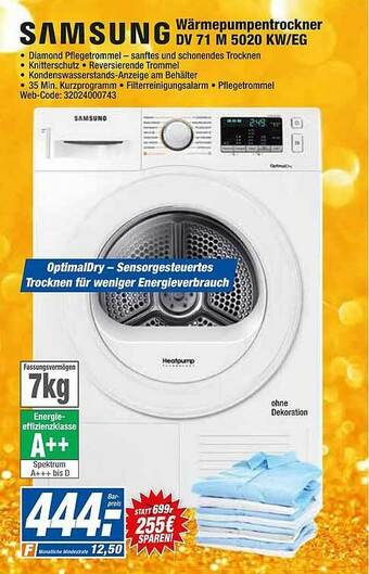 HEM Expert Samsung Wärmepumpentrockner Dv71m5020kw.eg Angebot