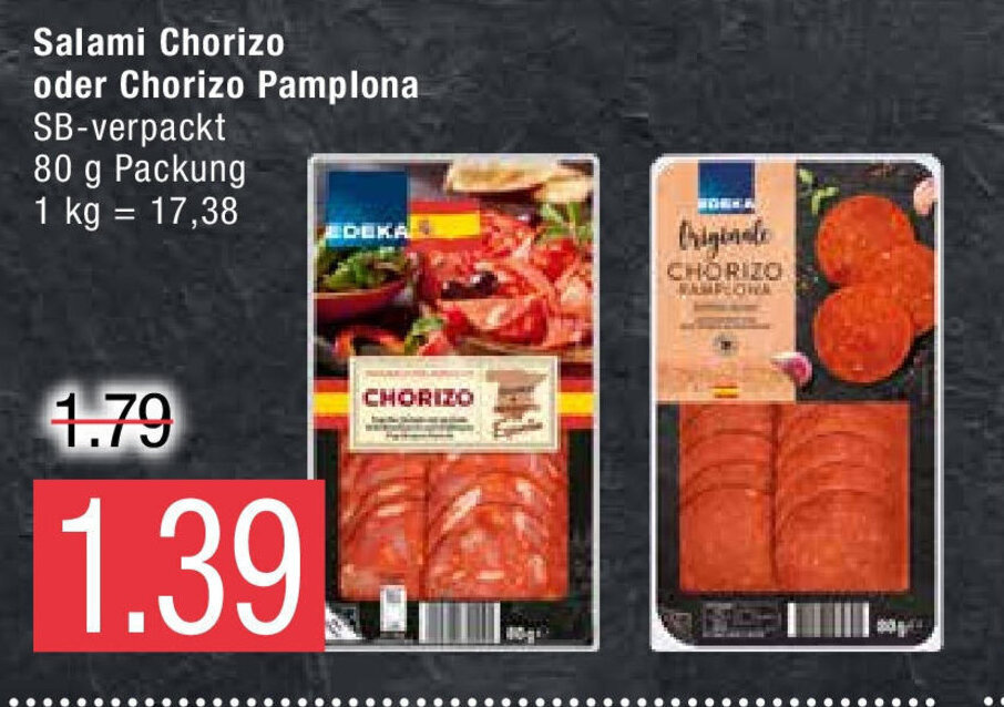 Edeka Originale Salami Chorizo o. Chorizo Pamplona 80g Angebot bei