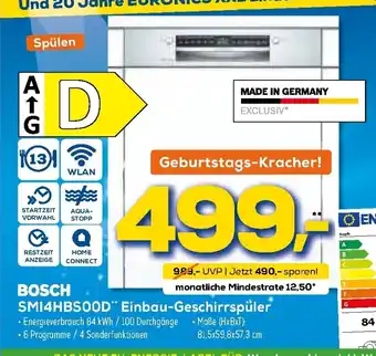 Euronics XXL Bosch SMI4HBS00D Einbau Geschirrspüler Angebot