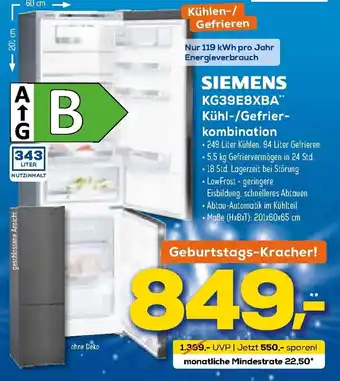 Euronics XXL Siemens KG39E8XBA Kühl Gefrierkombination Angebot