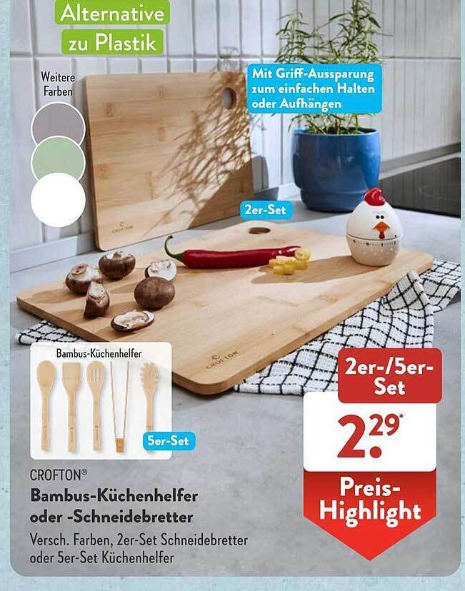 Crofton bambus-kchenhelfer oder -schneidebretter Angebot bei Aldi Sd