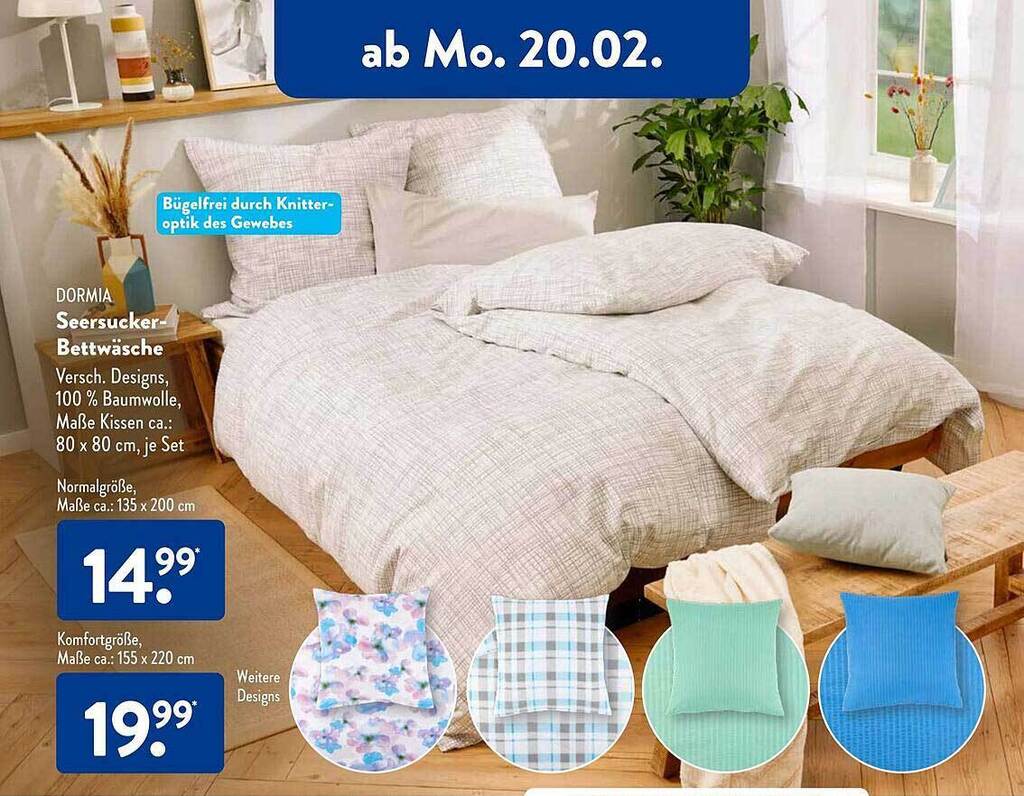 Dormia seersucker-bettwäsche Angebot bei Aldi Süd