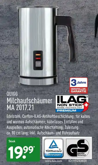 Aldi Nord Quigg Milchaufschäumer MA 2017.21 Angebot