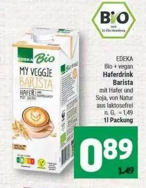 Marktkauf Edeka bio + vegan haferdrink barista Angebot