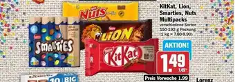 Hit Kitkat, lion, smarties, nuts multipacks Angebot