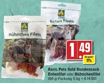 Edeka Neukauf Auric Pets Gold Hundesnack Entenfilet oder Hühnchenfilet 100 g Packung Angebot