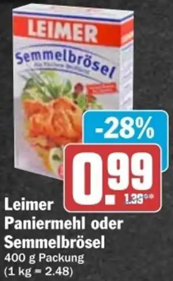 dodenhof Leimer Paniermehl oder Semmelbrösel 400 g Packung Angebot