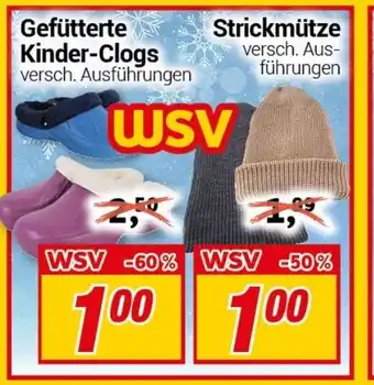 CENTERSHOP Gefutterte Kinder-Clogs / Strickmutze Angebot