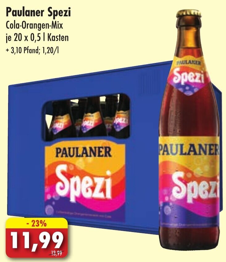 Paulaner Spezi 20x0,5 L Kasten Angebot bei Lösch Depot