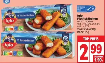 Edeka Iglo Fischstäbchen 224/364/450 g Packung Angebot