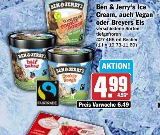 Ben & jerry's ice cream, auch vegan oder breyers eis Angebot bei Hit