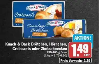 Hit Knack & back brötchen, hörnchen, croissants oder zimtschnecken Angebot