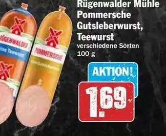 Hit Rügenwalder mühle pommersche gutsleberwurst, teewurst Angebot