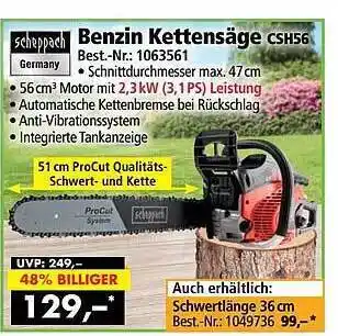 Norma24 Scheppach benzin kettensäge csh56 Angebot